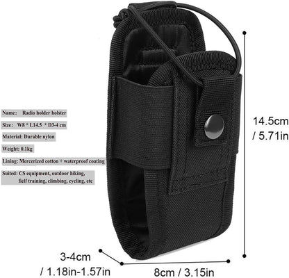 Molle Radio Holder Walkie Talkie Pouch Case for Duty Belt Radio Holster Tactical Hunting Intercom Bag (1 Pack, Black)