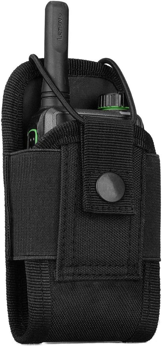 Molle Radio Holder Walkie Talkie Pouch Case for Duty Belt Radio Holster Tactical Hunting Intercom Bag (1 Pack, Black)