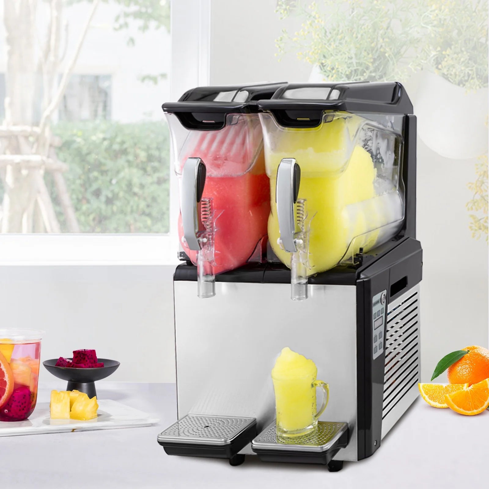 Beat the heat with the VEVOR 110V Slushy Machine! 🍹✨ Perfect for your cafe, restaurant, or snack bar—serving delicious frozen drinks day and night! 20L capacity, double bowl, and automatic cleaning for easy use! #FrozenTreats #SlushyMachine